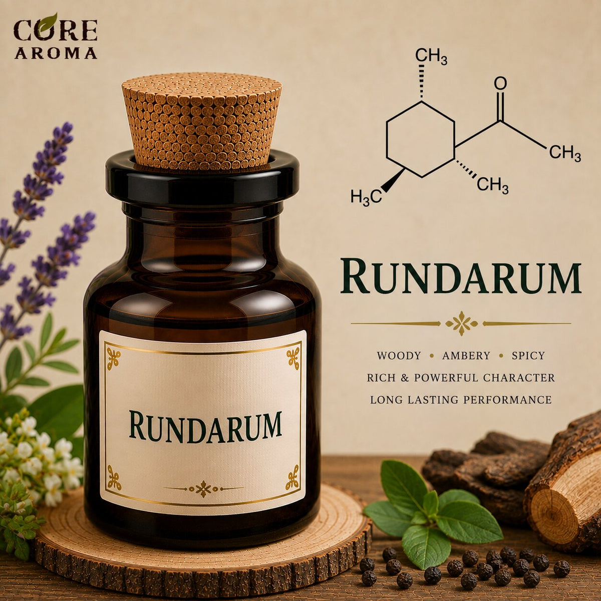 Rundarum Aroma Chemical | Warm Amber & Woody Note