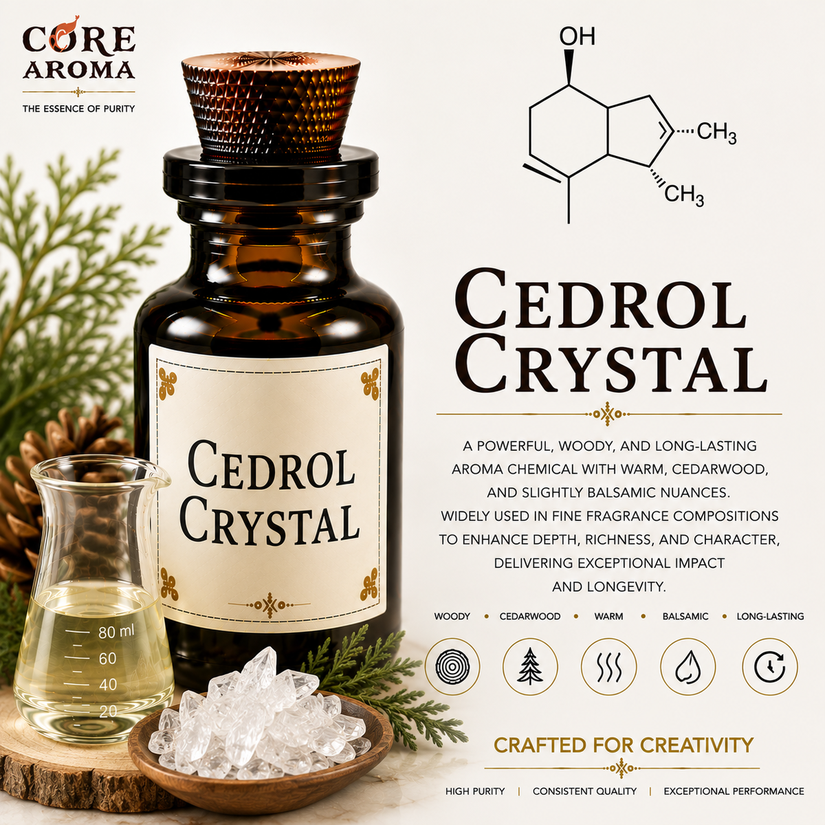 Cedrol Crystal Aroma Chemical | Natural Cedarwood Material