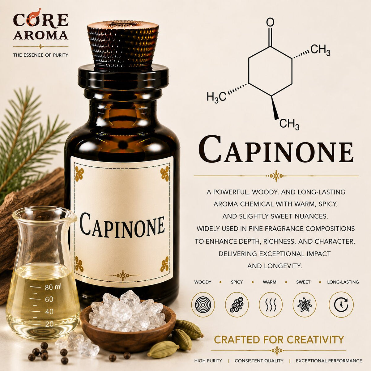 Capinone Aroma Chemical | Woody Amber Fragrance Material