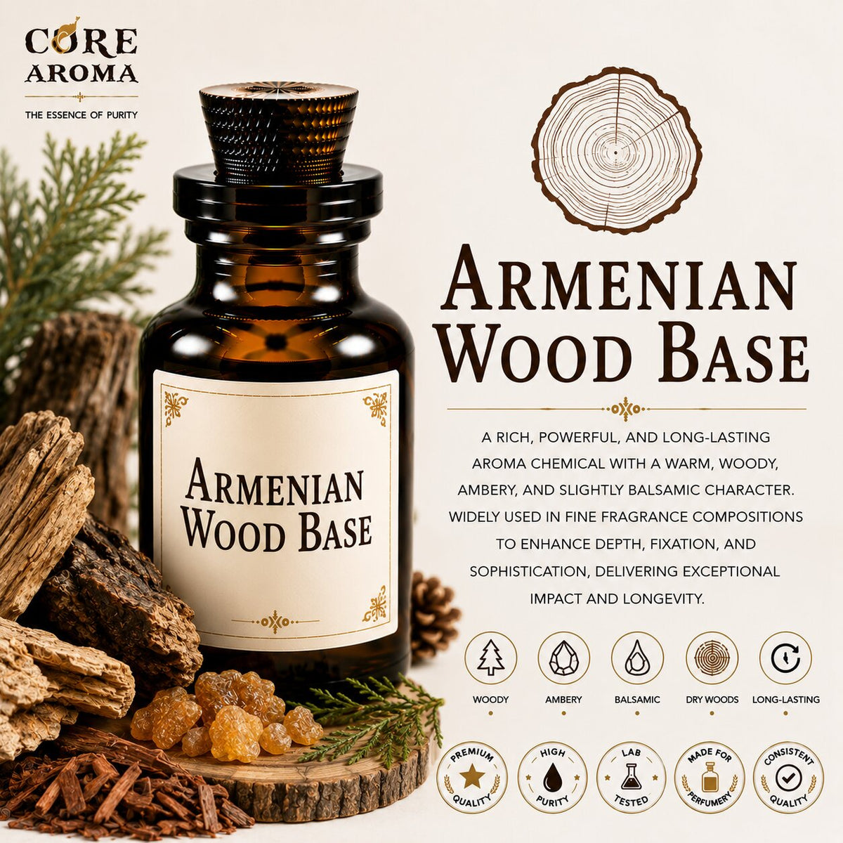 Armenian Wood Base | Woody Amber Aroma | Core Aroma