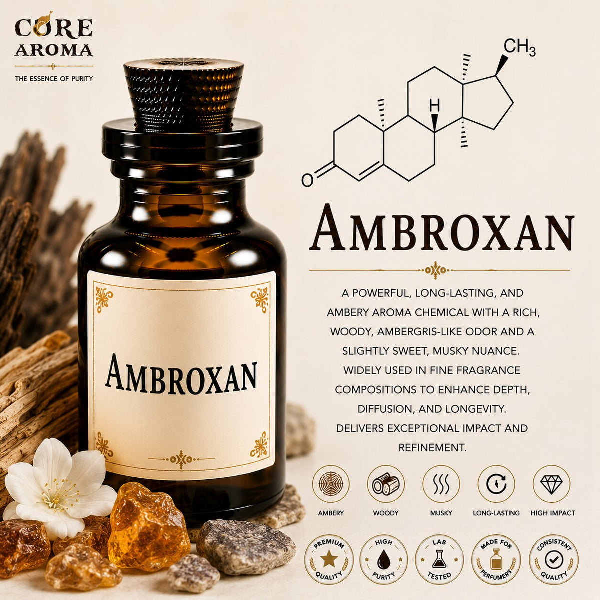 Ambroxan Aroma Chemical | Ambergris Woody | Core Aroma