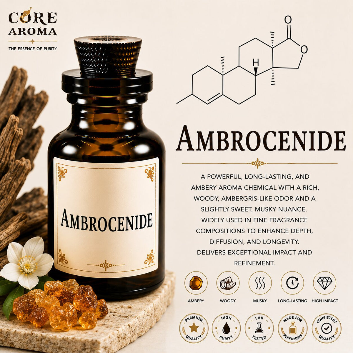 Ambrocenide Aroma Chemical | Powerful Woody Amber